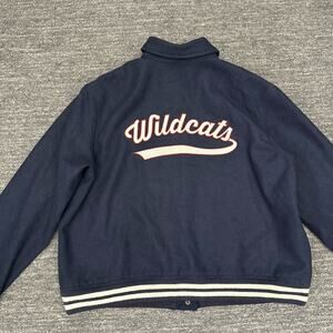 LEVIS CHRISTIANE VARSITY JACKET Women XL Blue Wool Blend Bomber Wildcats